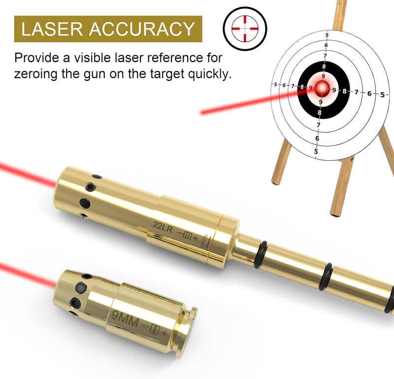 StrongTools BoreSighter for 22LR/223/9MM/7.62X39MM/30-30/30-06/.25/270/243/308/7MM/ 45ACP Colt Caliber Rifle Scope Handgun Brass Red Dot Boresight Kit for Hunting with AG3 Batteries (Special, Bullet Type) - Image 4